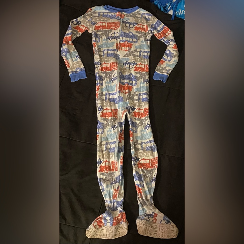 Firetruck print lightweight footie pajamas